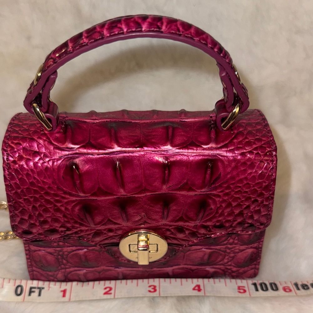 Authentic Brahmin Pomegranate mini Crocodile-Embossed Crossbody Bag - Picture 9 of 10